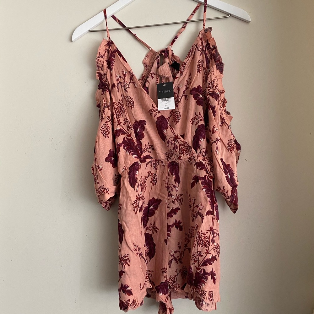 Topshop Floral Cold Shoulder Playsuit - Picture 4 of 6